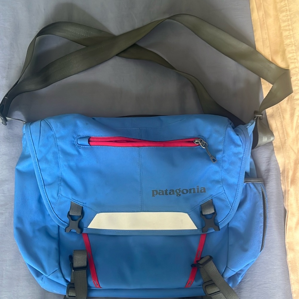 Blue Patagonia messenger bag